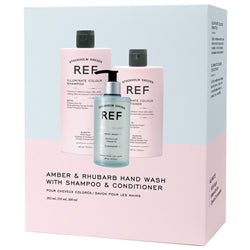 REF CARE&HAND SOAP Illuminate Colour ( shampoo 285ml + Conditioner 245ml + Savon main Amber&Rhubarb 300ml)
