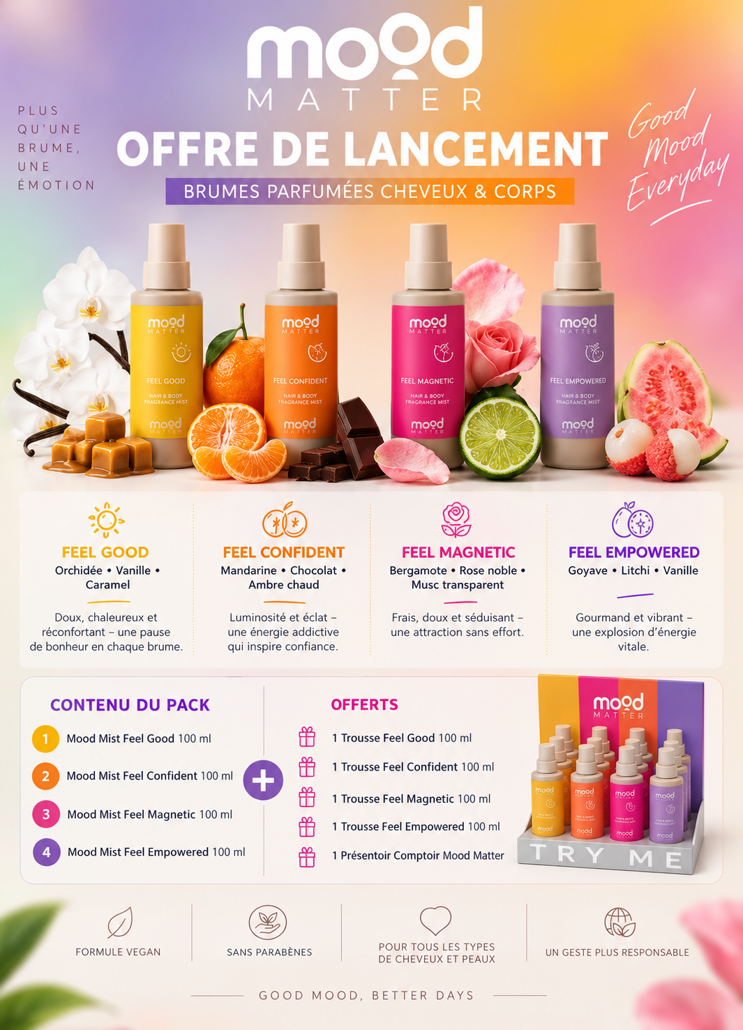 MOOD MATTER - OFFRE DE LANCEMENT MIST BRUMES PARFUMÉES CHEVEUX & CORPS